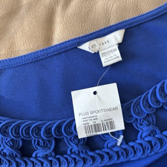 C. Est. 1946 Blouse Blue Short Sleeve Top Women’s PLUS SIZE 22/24W Mature NWT - Picture 5 of 13